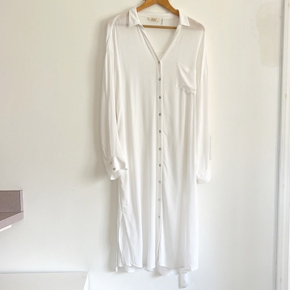 Elan Long Sleeve Shirtdress Coverup Belted White NWOT - Picture 12 of 15